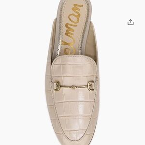 Sam Edelman Linnie Croc-Embossed Leather Bit Mules in Eggshell